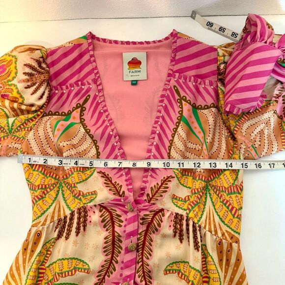 Farm Rio Palm Scarf Sand Mini Dress Size XXS - Picture 15 of 15